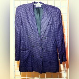Vintage Women’s Double-Breasted Purple Houndstooth Blazer